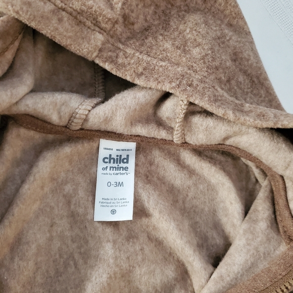 NWOT Child of mine By Carters Fleece Brown Bear Jacket & Pants Set /0-3m - Picture 3 of 3